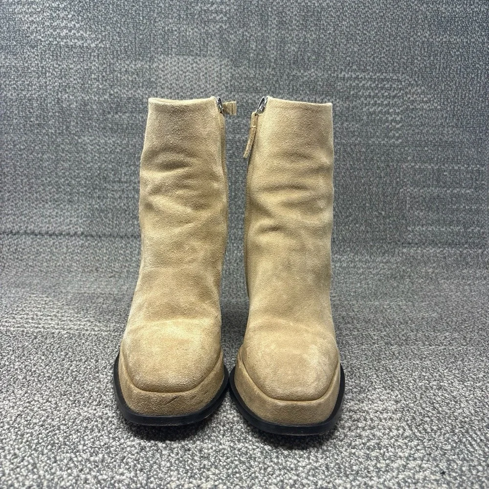 Souliers Martinez Chueca Suede Platform Ankle Boots Beige Taupe Block Heel EU 39